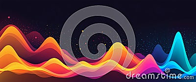 vibrant spectrum visualization with colorful sound waves or digital data flow effect Stock Photo