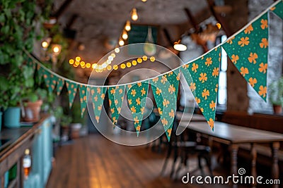 the vibrant spirit of St. Patrick& x27;s Day with our festive banner and bunting Stock Photo