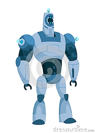 A Vibrant and Stylized Blue Robot Character Featuring Distinct Angular Features and Design Vector Illustration