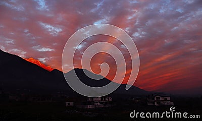 Vibrant sunrise Indian Himalayas Stock Photo