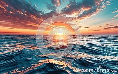 A vibrant sunrise over a calm sea, symbolizing new beginnings and hope in the journey of recovery Stock Photo
