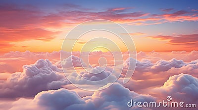 Vibrant Sunset Clouds: Captivating Colors in Dramatic Sky, Perfect for Inspirational Backgrounds and Serene Atmospheres. Stock Photo