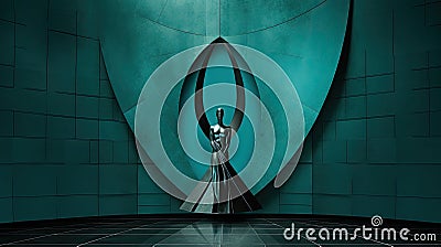 vibrant teal blue and gray background Cartoon Illustration