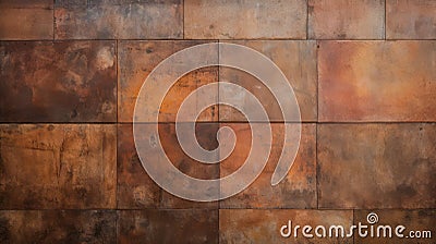 Antique Copper-colored Tiles: Atmospheric Flat Background In Den Style Stock Photo