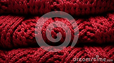 A close up of a red knitted fabric background Stock Photo