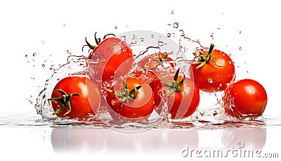 Vibrant Tomato Splash: Freshness Unleashed. Generative Ai Stock Photo