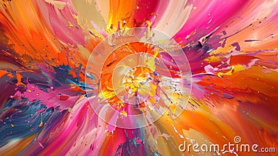 Vibrant tones intertwine in a chaotic yet harmonious abstract explosio Stock Photo