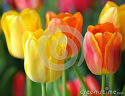 Vibrant Tulips in Full Bloom Stock Photo