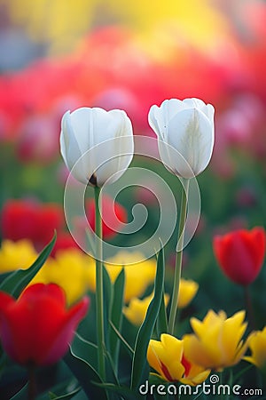 Vibrant Tulips in Spring Bloom Stock Photo