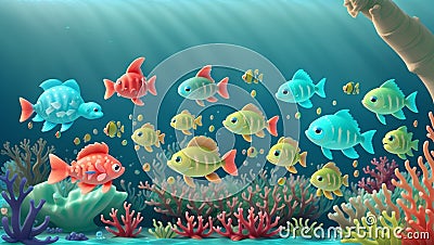 A vibrant underwater world with a colorful coral reef Stock Photo