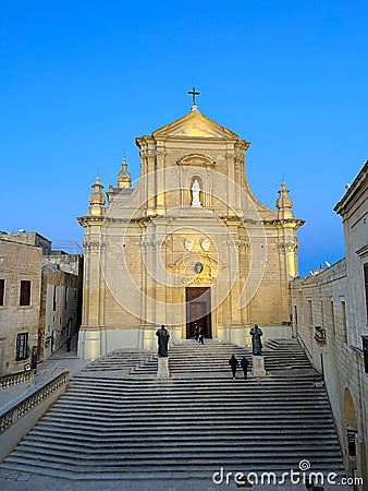A vertical shot of the historic Citadel Gozo church in Victoria, Malta Editorial Stock Photo
