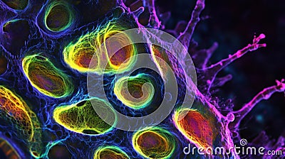 Vibrant visualization of cellular structures in science Stock Photo