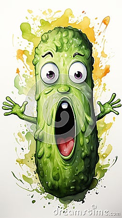 Vibrant Vomit: A Zesty Tale of Pickles, Asparagus, and a Boogie Cartoon Illustration