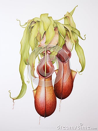 Vibrant Watercolor Painting of Nepenthes Rajah AI Generated Cartoon Illustration