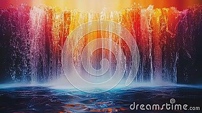 Vibrant Waterfall Cascading Down a Sleek Surface, Creating a Dynamic Splash Effect and Capturing the Essence of Motion Stock Photo