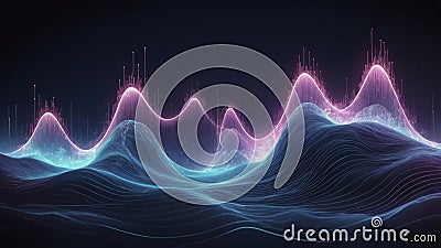Vibrant Waves Creating Ghostlike Data Streams Stock Photo