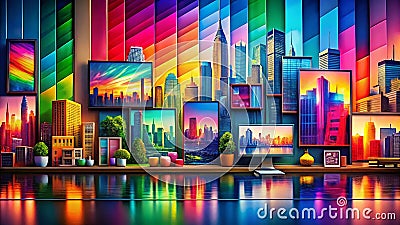 Vibrant Web and Mobile App Design Elements A Panoramic Collection of Colorful UIUX Assets for Inspiration and Design Stock Photo