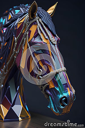 Vibrant and Whimsical Colorful Abstract Glass Horse Ornament. Stock Photo