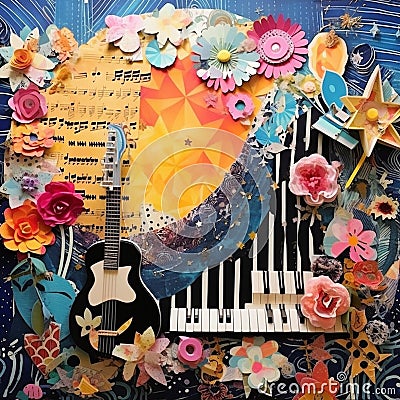 Vibrant and Whimsical Scrapbook Symphony Stock Photo