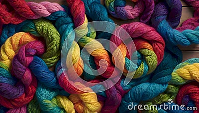 Vibrant Woolen Knitting Yarns, Generative AI Stock Photo