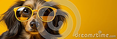 Vibrant yellow banner with ample space for captivating text, perfect for adorable doggies Stock Photo