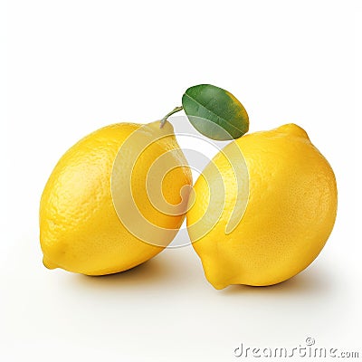 Vibrant Zbrush Style: Two Lemons On White Background Stock Photo