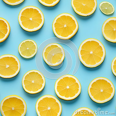 vibrant and zesty world of citrus with a close-up photo of lemon slices on a solid background. Stock Photo