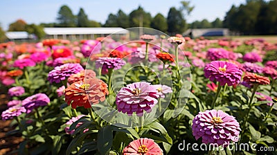 Vibrant Zinnias At Lona's Flower Farm: A Colorful Delight Stock Photo