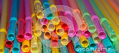 Vibrantly multicolored drinking straws Stock Photo