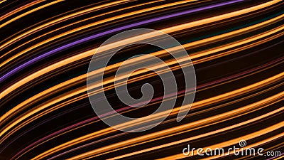 Vibrating light lines moving on black background. Animation. Neon lines move in curving stream. Luminous lines move Stock Photo