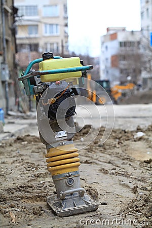 Vibratory rammer construction machinery Stock Photo