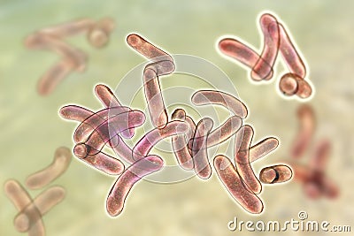 Vibrio cholerae bacteria Cartoon Illustration