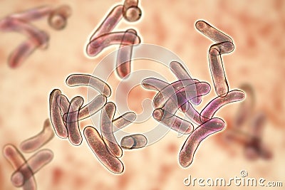 Vibrio cholerae bacteria Cartoon Illustration