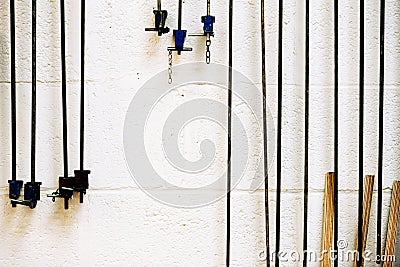 Vice and clamps for woodwork make an abstract industrial background Stock Photo