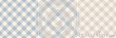 Vichy check pattern in pastel purple and beige. Seamless light spring summer gingham striped vector for oilcloth, tablecloth. Vector Illustration