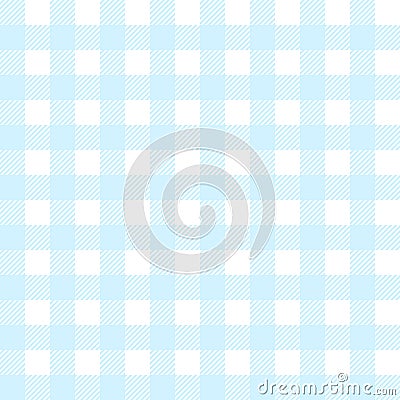 Vichy pattern in baby blue. Seamless gingham textured striped pastel light check graphic vector for tablecloth, shirt, oilcloth. Vector Illustration