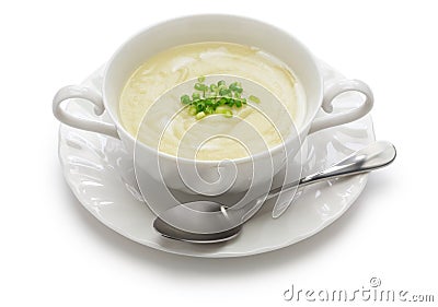 Vichyssoise, cold potato soup Stock Photo
