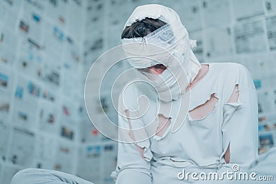 Victim of tabloid journalism and fake news infodemic Stock Photo