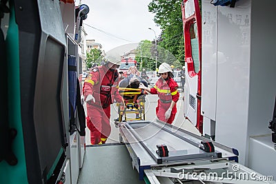Victim transported in ambulance Editorial Stock Photo