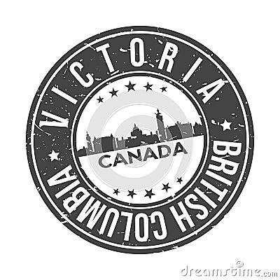 Victoria British Columbia Canada America Stamp. Logo Icon Symbol Design Skyline City Vector. Vector Illustration