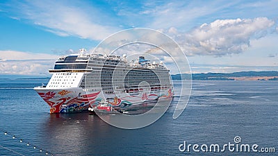 Victoria, Canada - June 28, 2019: huge cruise travel ship in the ocean Editorial Stock Photo