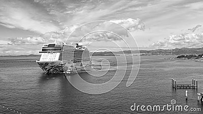 Victoria, Canada - June 28, 2019: large cruise travel ship in the sea Editorial Stock Photo