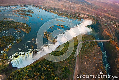 Victoria Falls from the Air Stock Photo