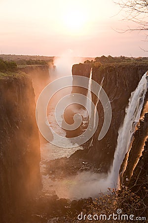 Victoria falls at sunset Stock Photo