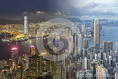 Victoria harbor of Hong Kong City Stock Photo