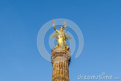 Victoria Sculpture on top of Victory Column (Siegessaule) - Berlin, Germany Stock Photo