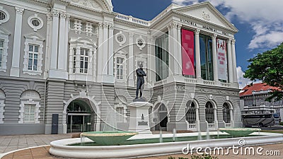 The Victoria Theatre and Concert Hall is a performing arts center in the Central Area of Singapore timelapse hyperlapse. Stock Photo