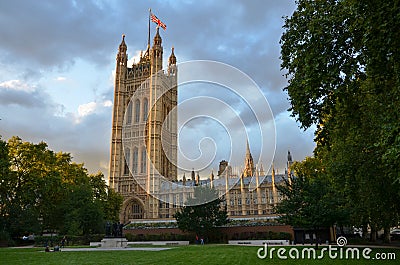 Victoria Tower of the Palace of Westminster, Houses of Parliament, London, UK Stock Photo