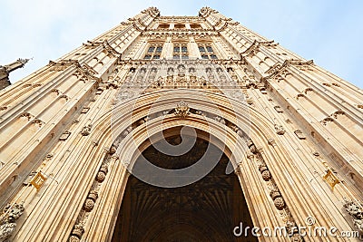 Victoria Tower, Palace of Westminster in London Editorial Stock Photo