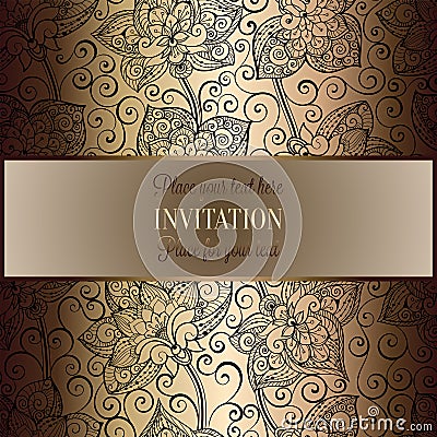 Victorian background with frame Vector Illustration